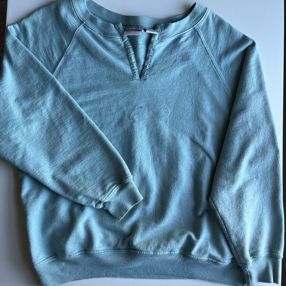 Sage green hook and eye neck sweatshirt